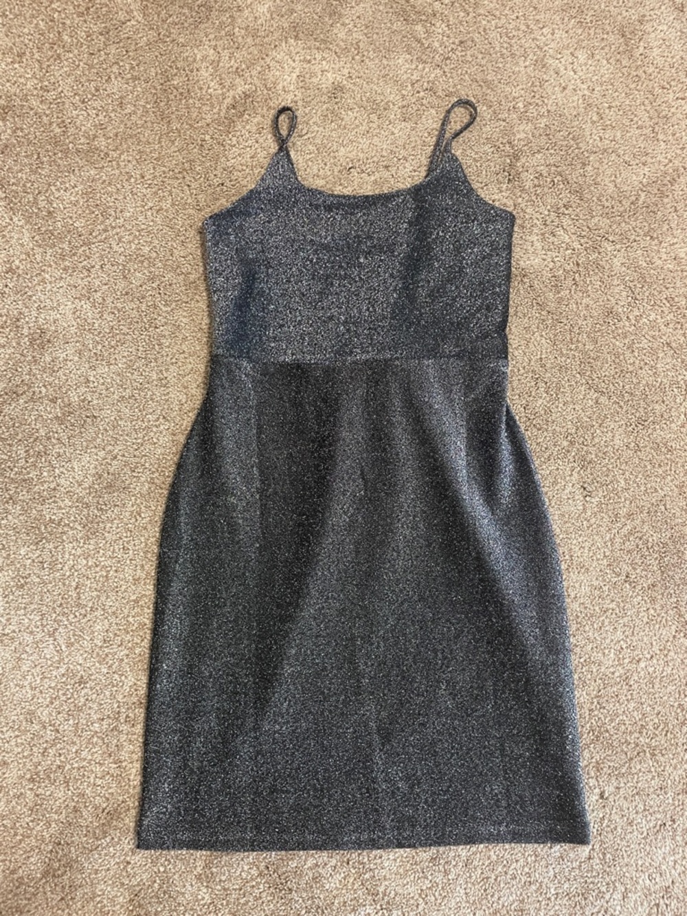 Sparkle Slip Dress in Metallic Black Shimmer